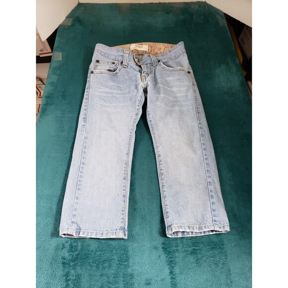 Levis 504 Jeans Size 3 Womens Blue Stretch Pants Mid Rise Slouch Capri - Picture 1 of 14